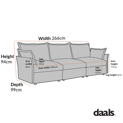 Canapé modulable Byron Pillow Edge en tissu beige, 3 places