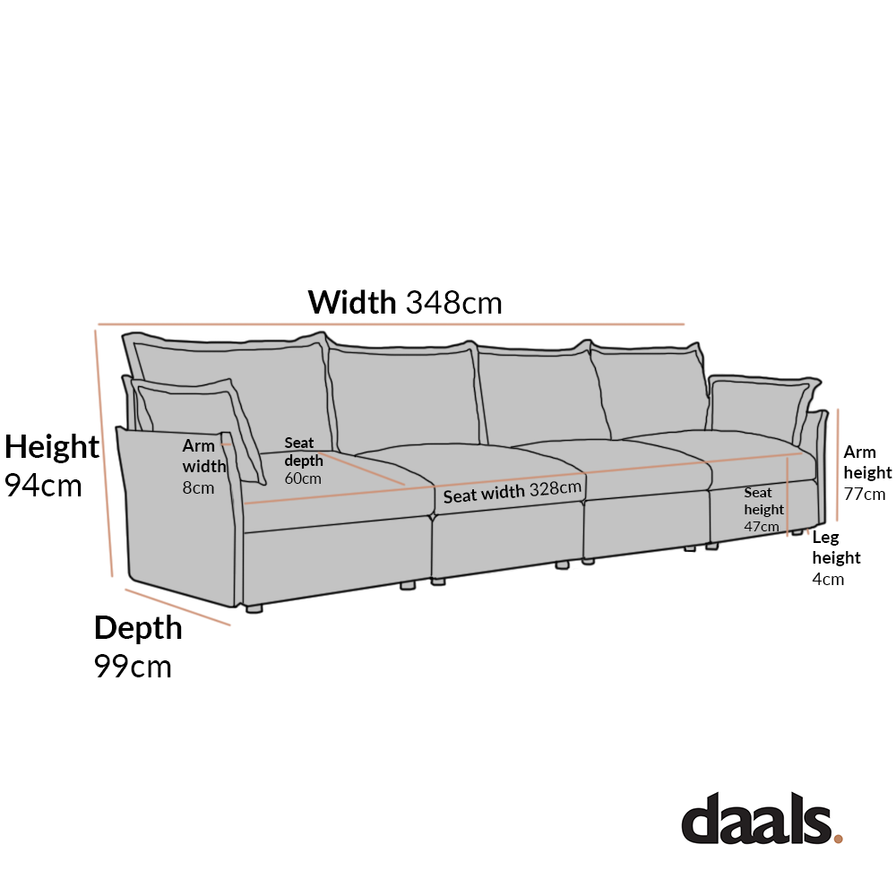 Canapé modulable Byron Pillow Edge Mist Grey Boucle, 4 places