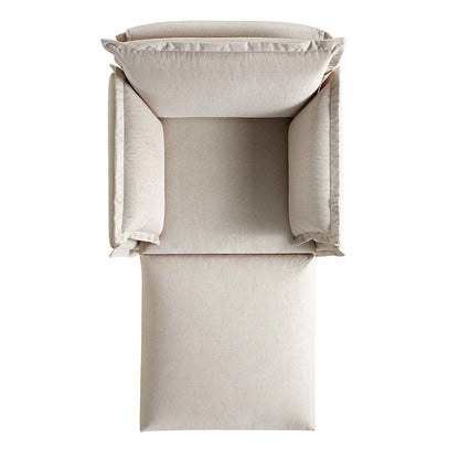 Canapé modulable Byron Pillow Edge en tissu beige, méridienne 1 place