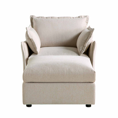 Canapé modulable Byron Pillow Edge en tissu beige, méridienne 1 place