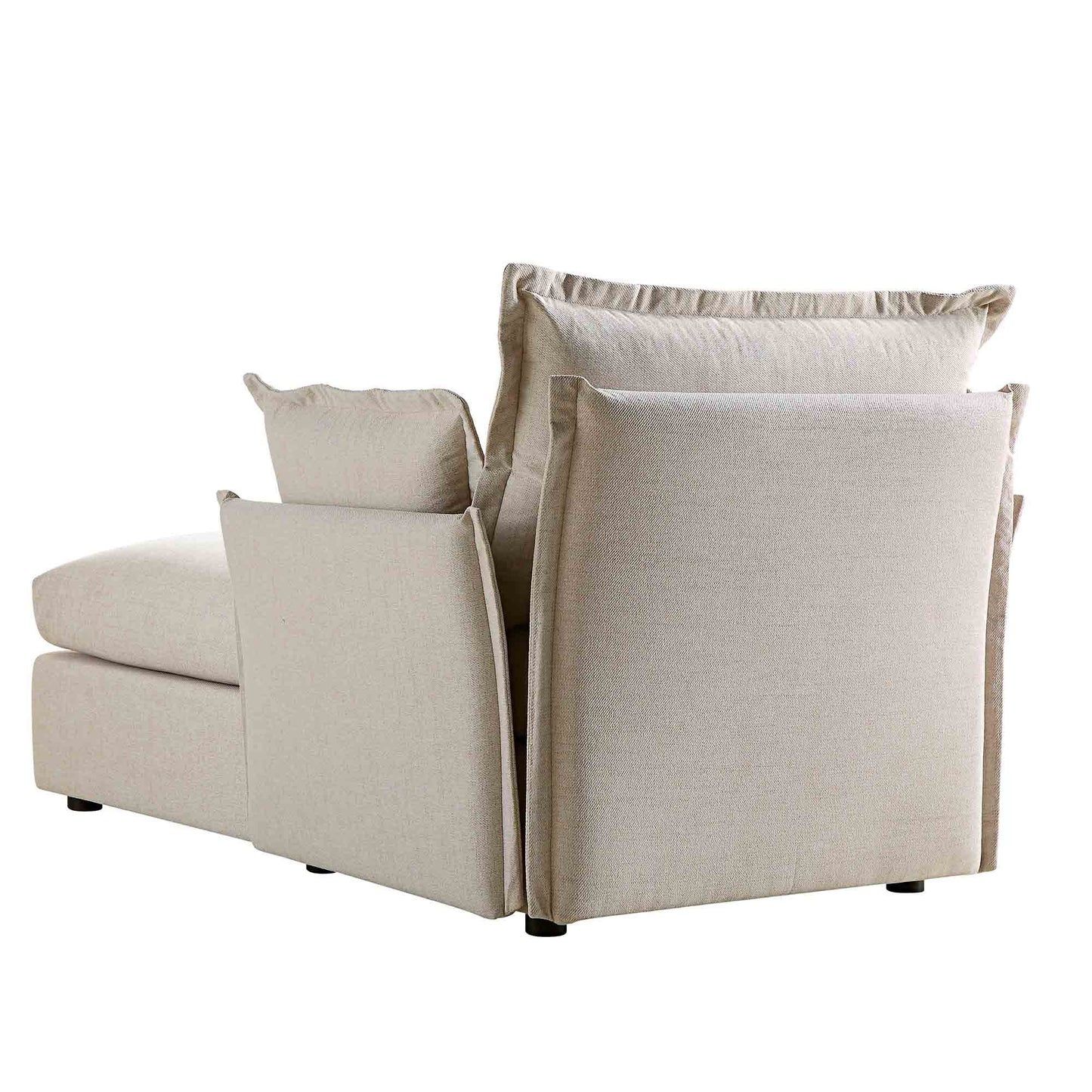 Canapé modulable Byron Pillow Edge en tissu beige, méridienne 1 place