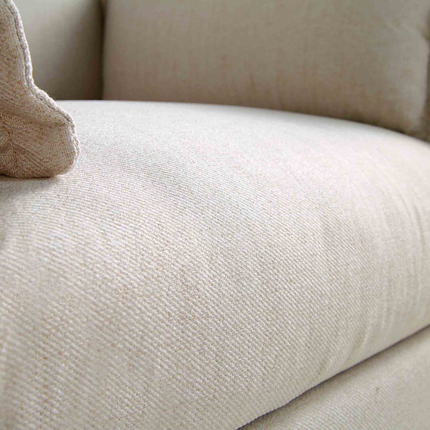 Canapé modulable Byron Pillow Edge en tissu beige, méridienne 1 place