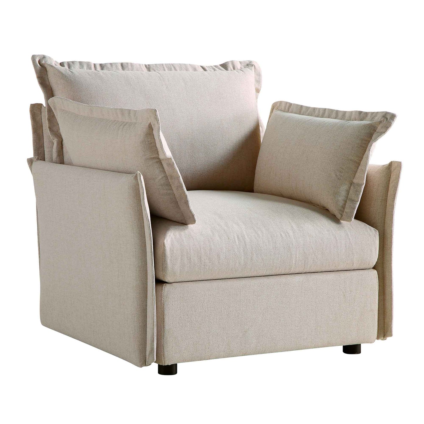 Canapé modulable Byron Pillow Edge en tissu beige, 1 place