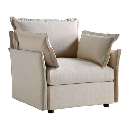 Canapé modulable Byron Pillow Edge en tissu beige, 1 place