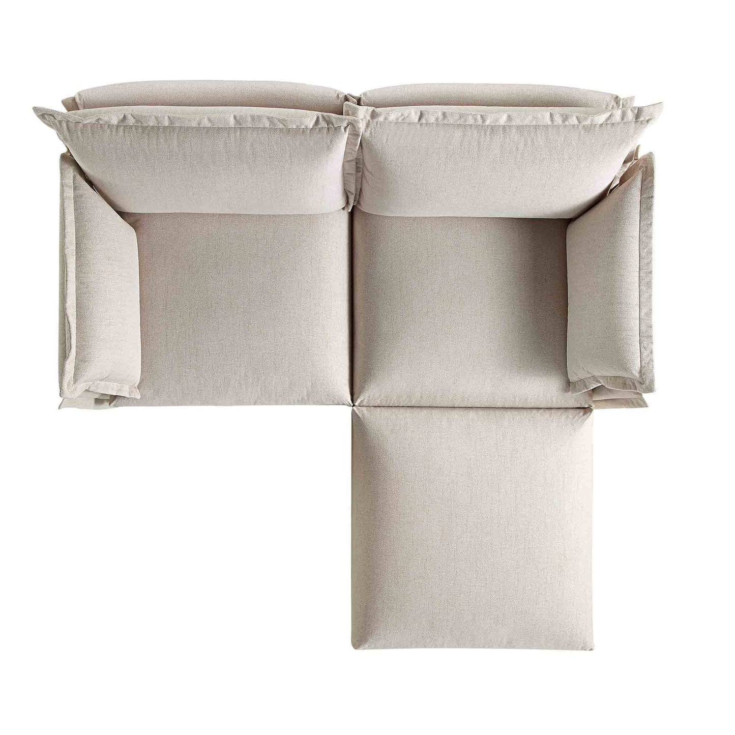 Canapé modulable Byron Pillow Edge en tissu beige, méridienne 2 places