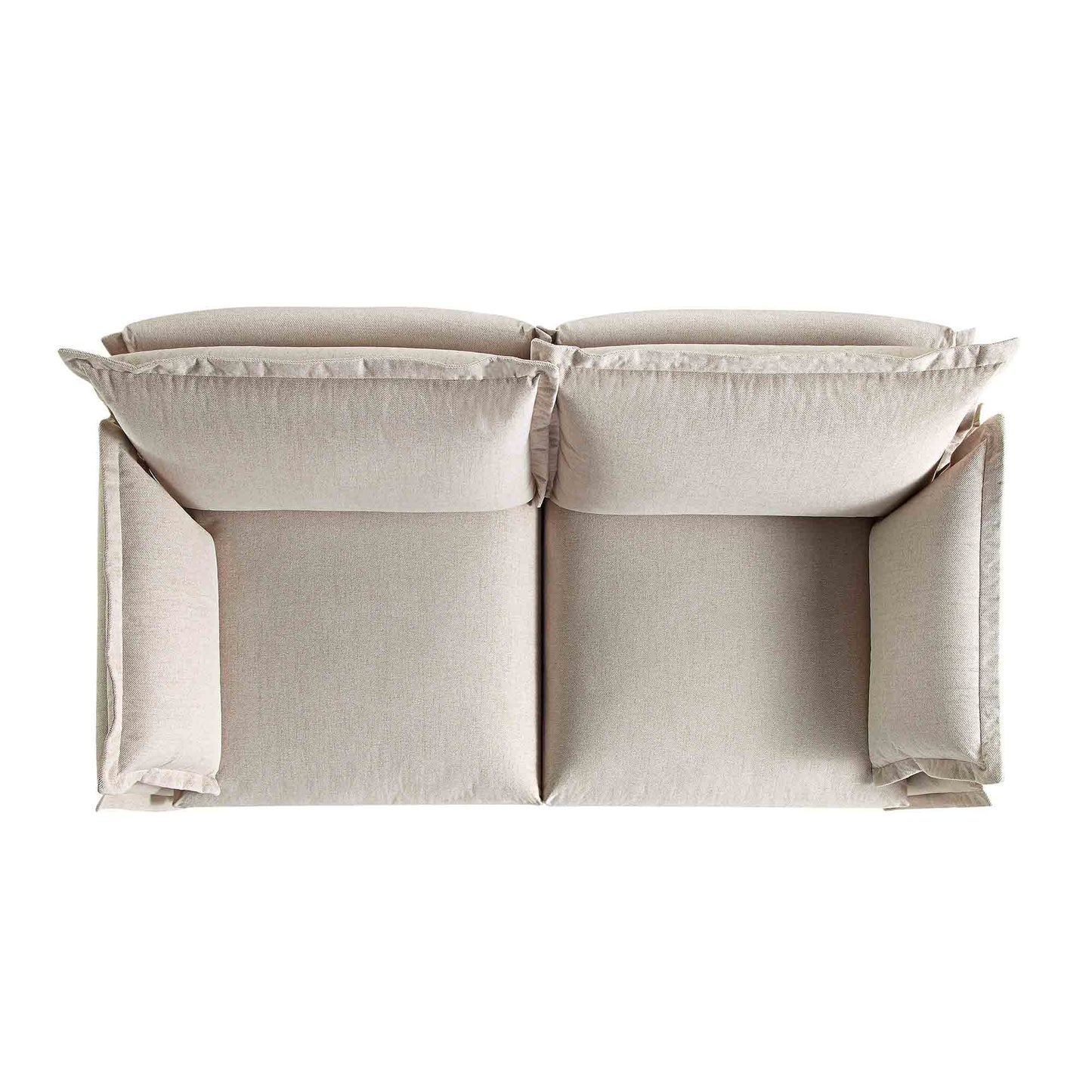 Canapé modulable Byron Pillow Edge en tissu beige, 2 places