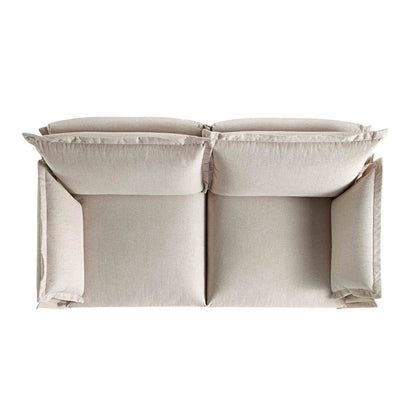 Canapé modulable Byron Pillow Edge en tissu beige, 2 places