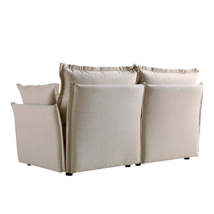 Canapé modulable Byron Pillow Edge en tissu beige, 2 places