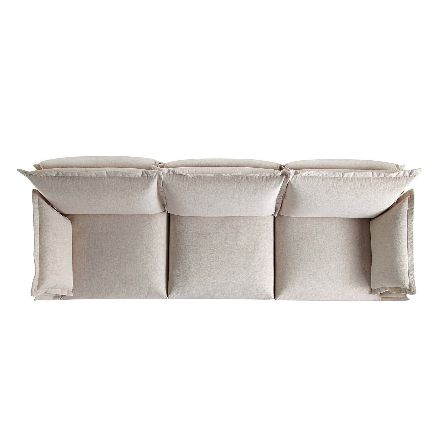 Canapé modulable Byron Pillow Edge en tissu beige, 3 places