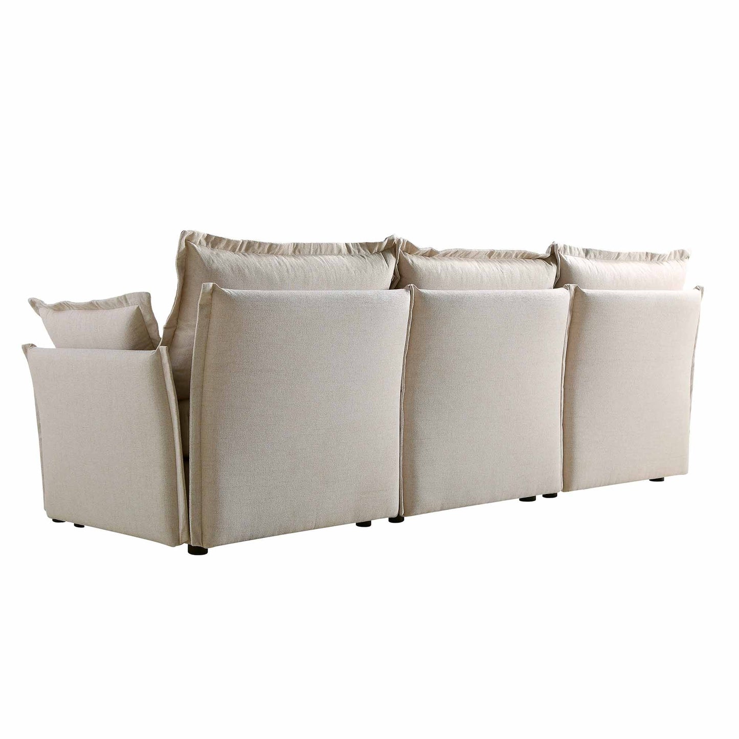 Canapé modulable Byron Pillow Edge en tissu beige, 3 places