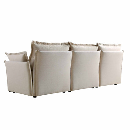 Canapé modulable Byron Pillow Edge en tissu beige, 3 places