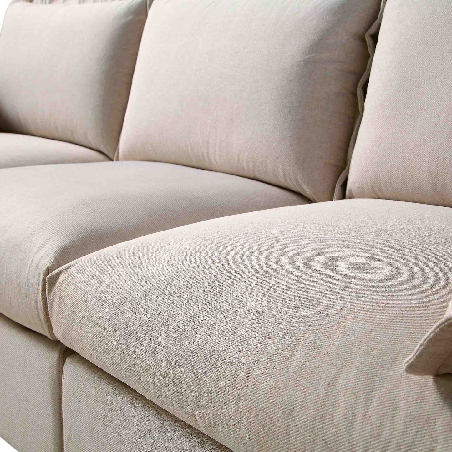 Canapé modulable Byron Pillow Edge en tissu beige, 3 places