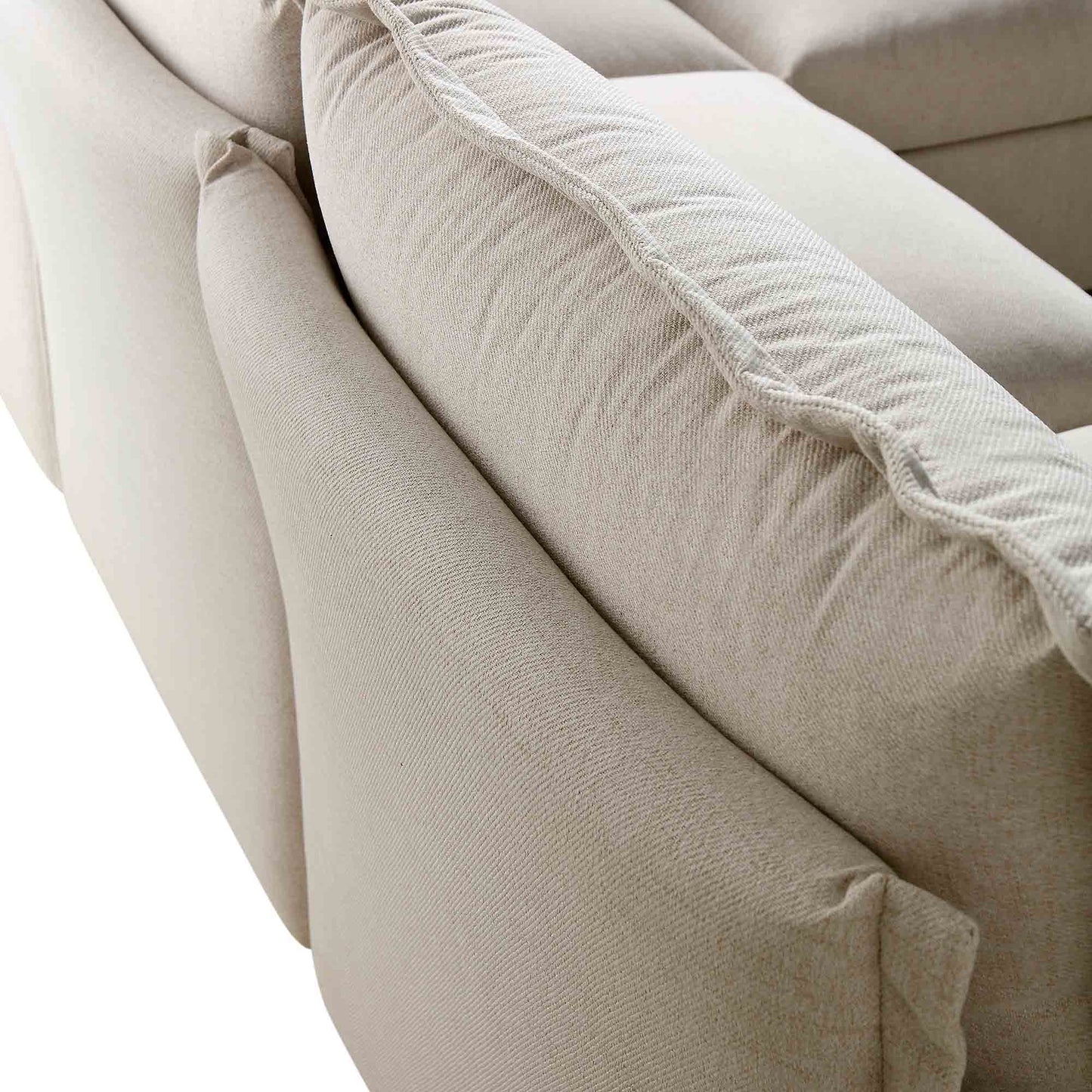 Canapé modulable Byron Pillow Edge en tissu beige, 3 places