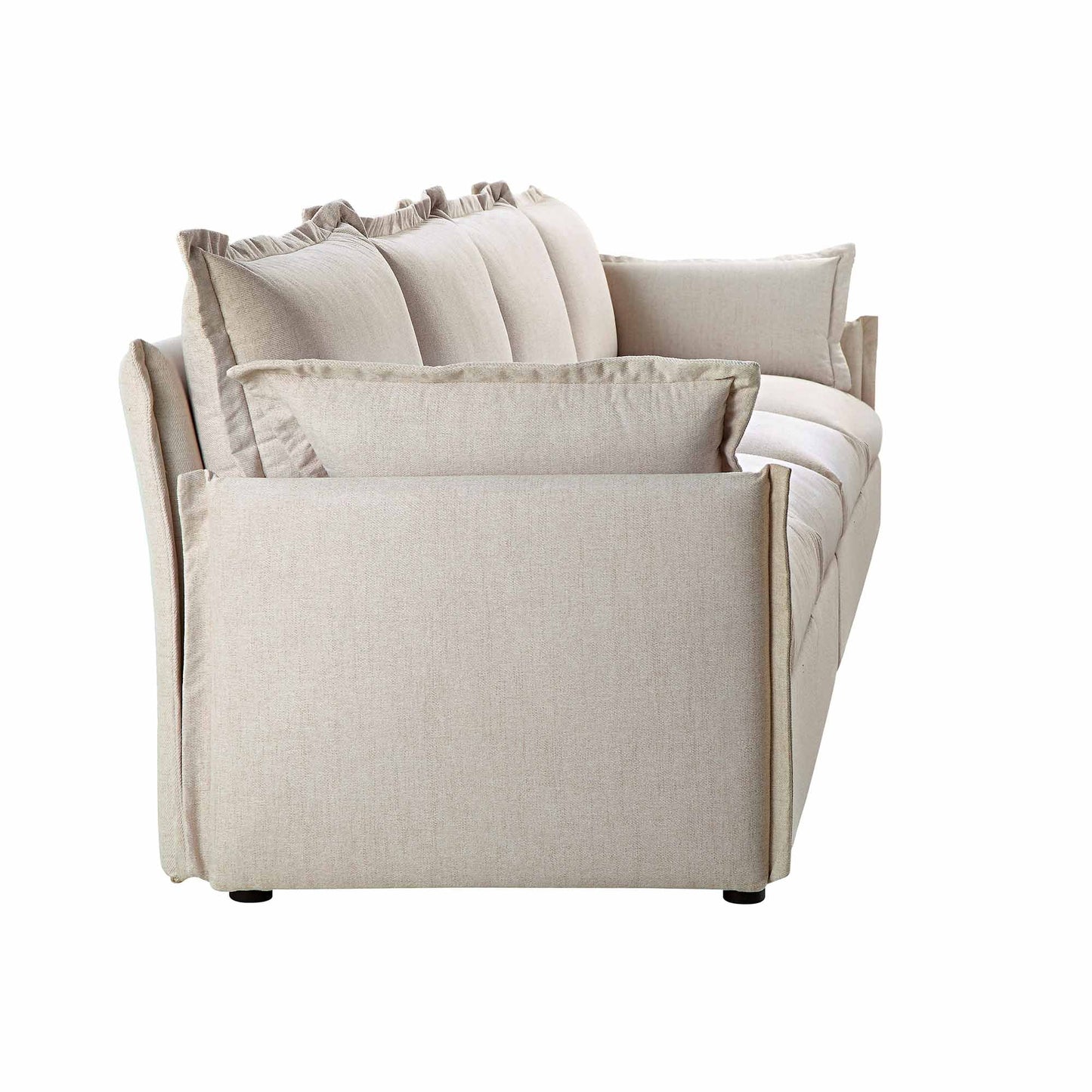 Canapé modulable Byron Pillow Edge en tissu beige, 4 places