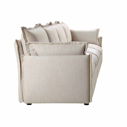 Canapé modulable Byron Pillow Edge en tissu beige, 4 places