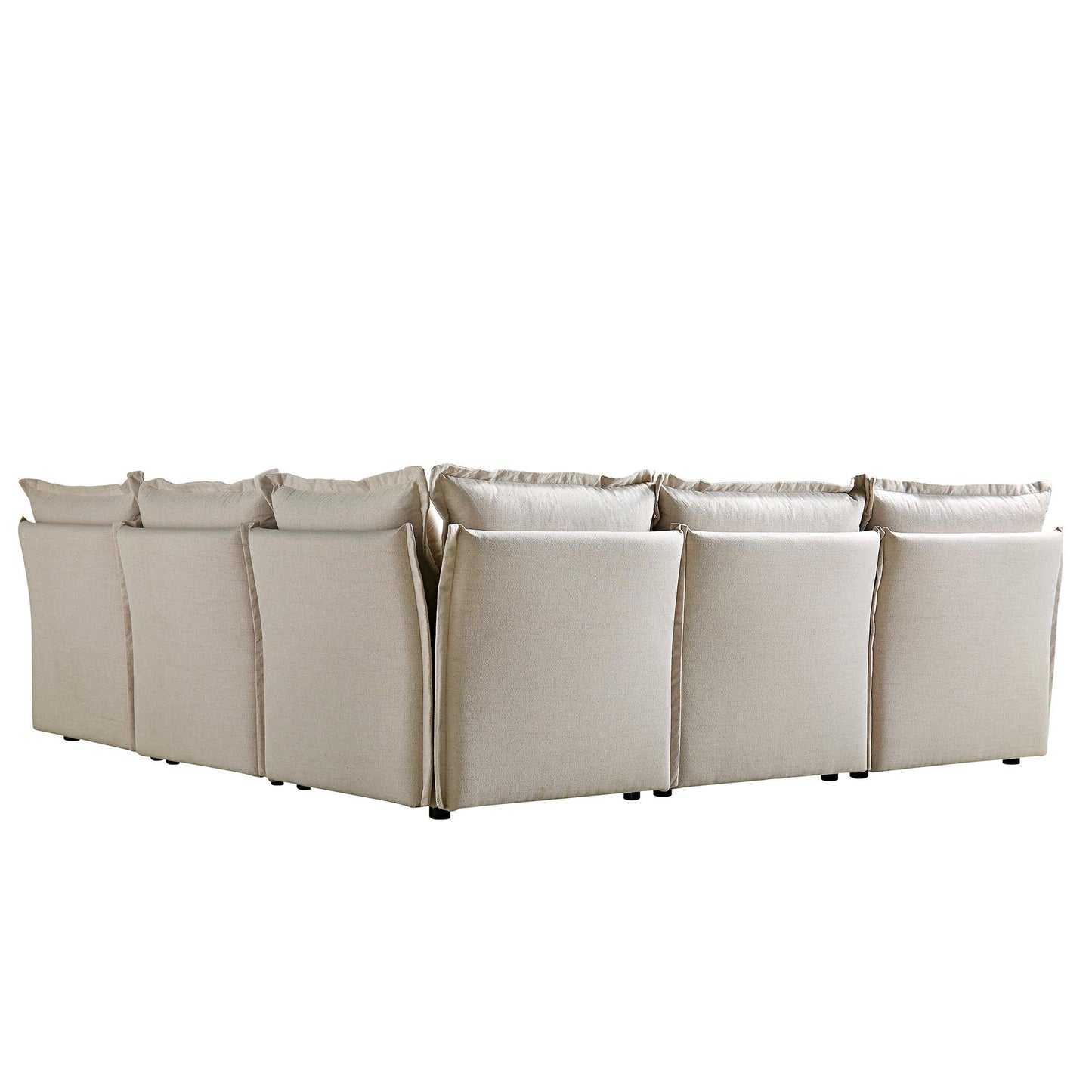 Canapé d'angle modulable 5 places en tissu beige Byron Pillow Edge