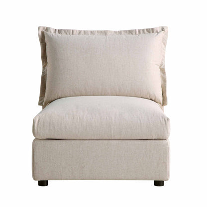 Canapé modulable Byron Pillow Edge en tissu beige, 1 place, sans accoudoirs