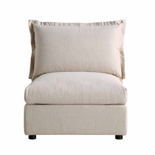 Canapé modulable Byron Pillow Edge en tissu beige, 1 place, sans accoudoirs