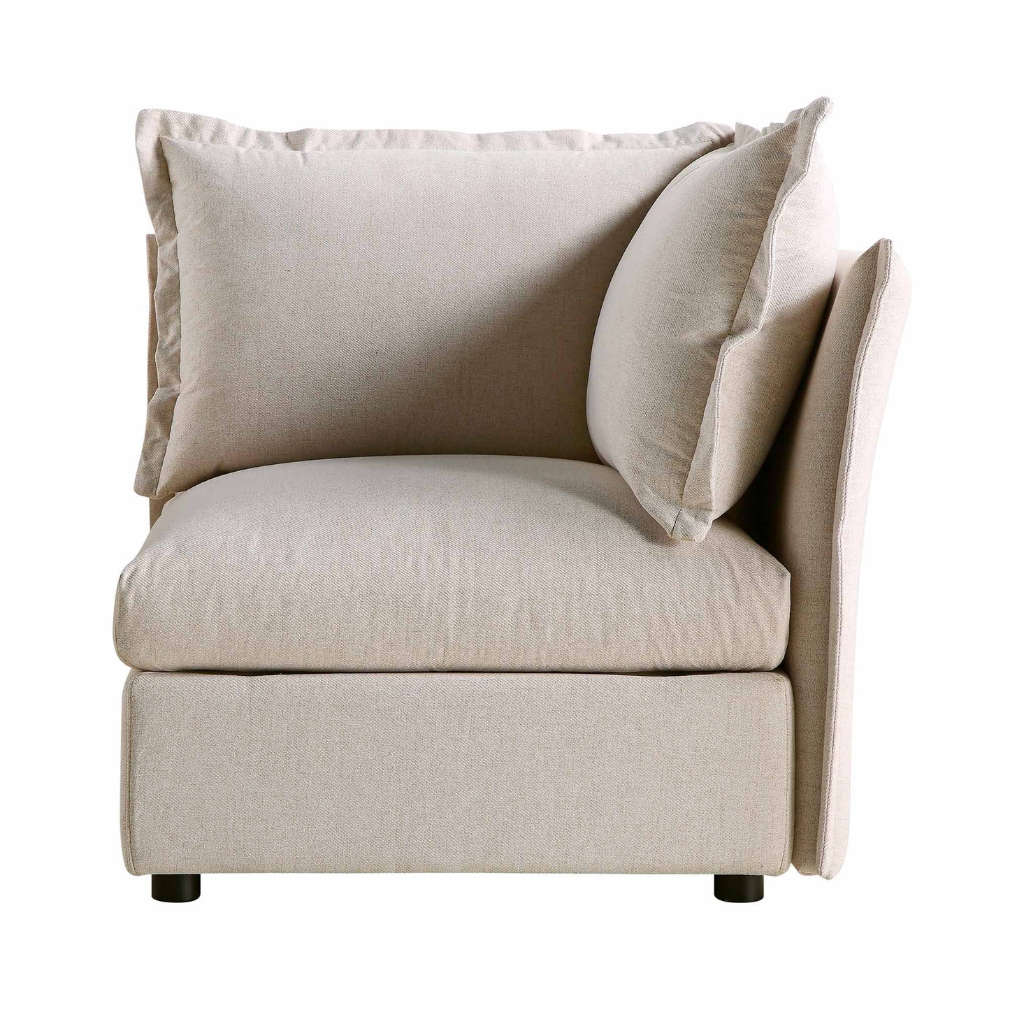 Canapé d'angle modulable 1 place en tissu beige Byron Pillow Edge