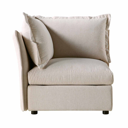 Canapé d'angle modulable 1 place en tissu beige Byron Pillow Edge