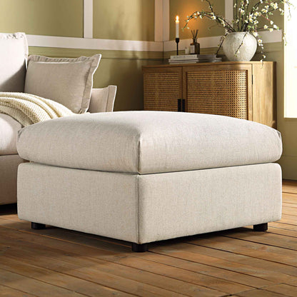 Pouf en tissu beige Byron