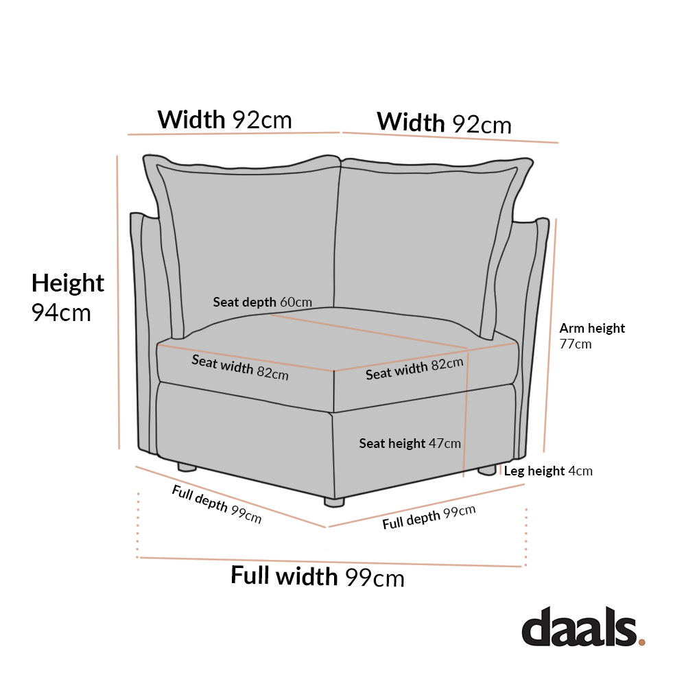 Canapé d'angle modulable 1 place en tissu beige Byron Pillow Edge