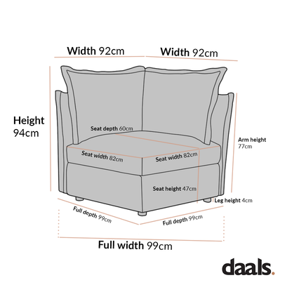 Canapé d'angle modulable 1 place en tissu beige Byron Pillow Edge