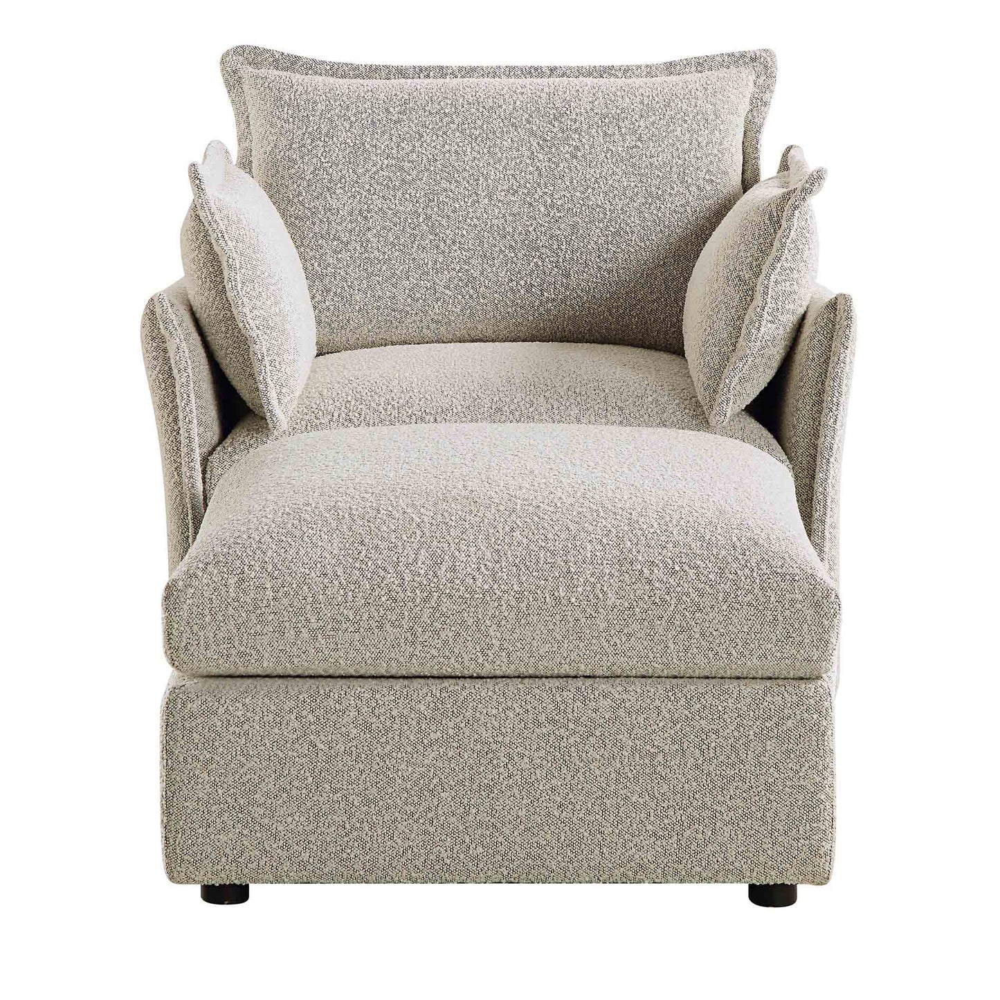 Canapé modulaire Byron Pillow Edge Mist Grey Boucle, méridienne 1 place