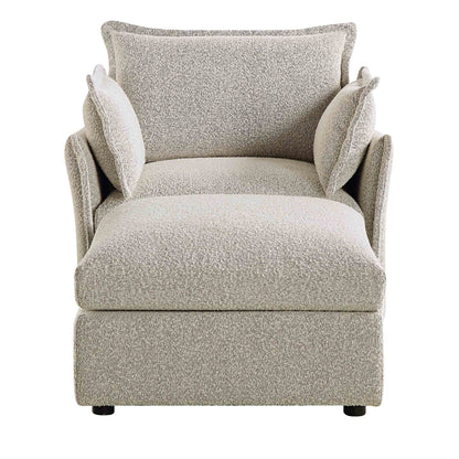 Canapé modulaire Byron Pillow Edge Mist Grey Boucle, méridienne 1 place