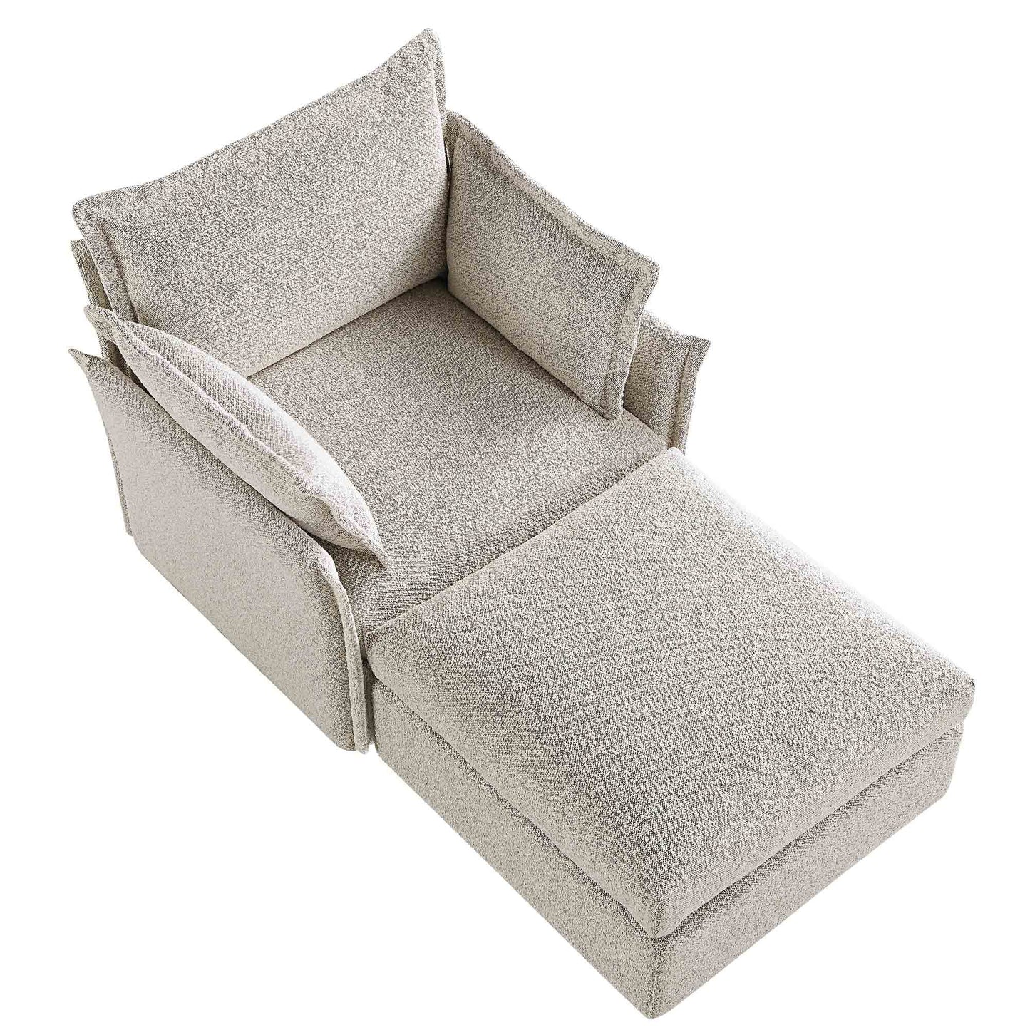 Canapé modulaire Byron Pillow Edge Mist Grey Boucle, méridienne 1 place