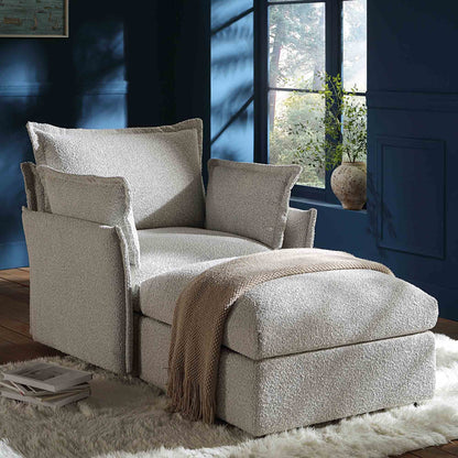 Canapé modulaire Byron Pillow Edge Mist Grey Boucle, méridienne 1 place