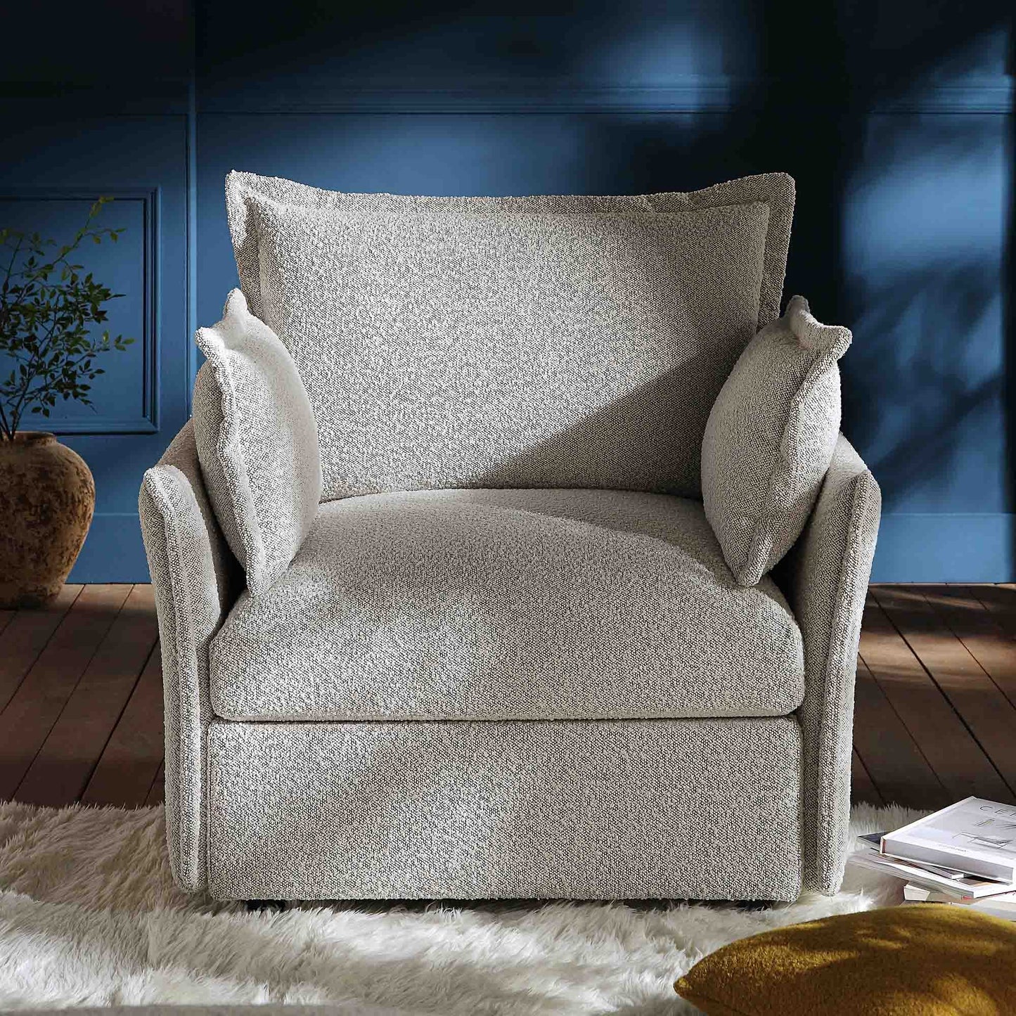 Canapé modulable Byron Pillow Edge Mist Grey Boucle, 1 place