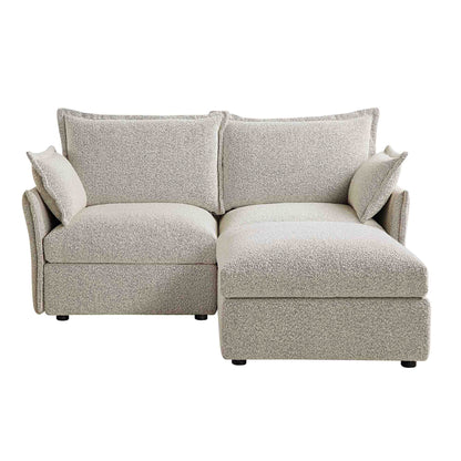 Canapé modulaire Byron Pillow Edge Mist Grey Boucle, méridienne 2 places
