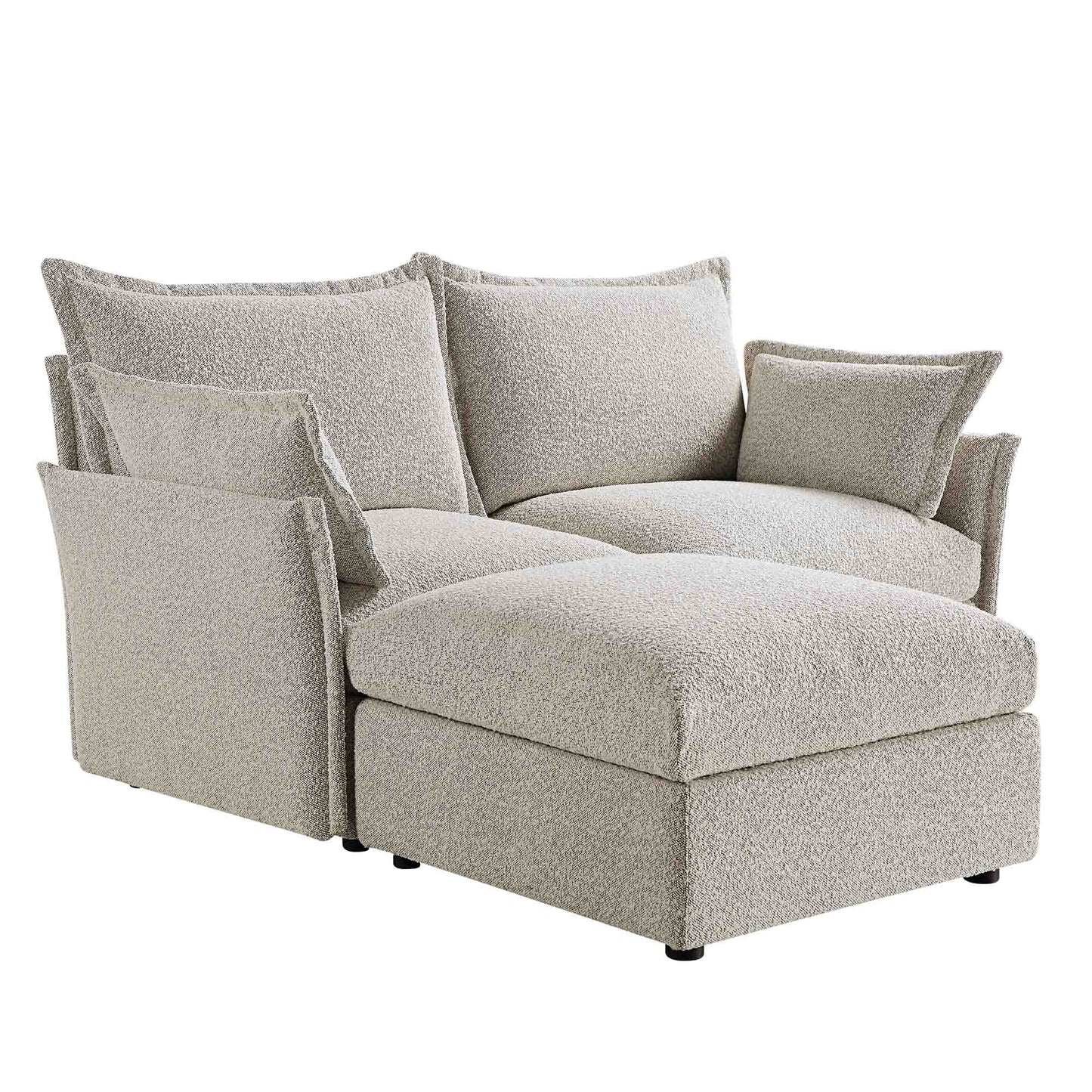 Canapé modulaire Byron Pillow Edge Mist Grey Boucle, méridienne 2 places