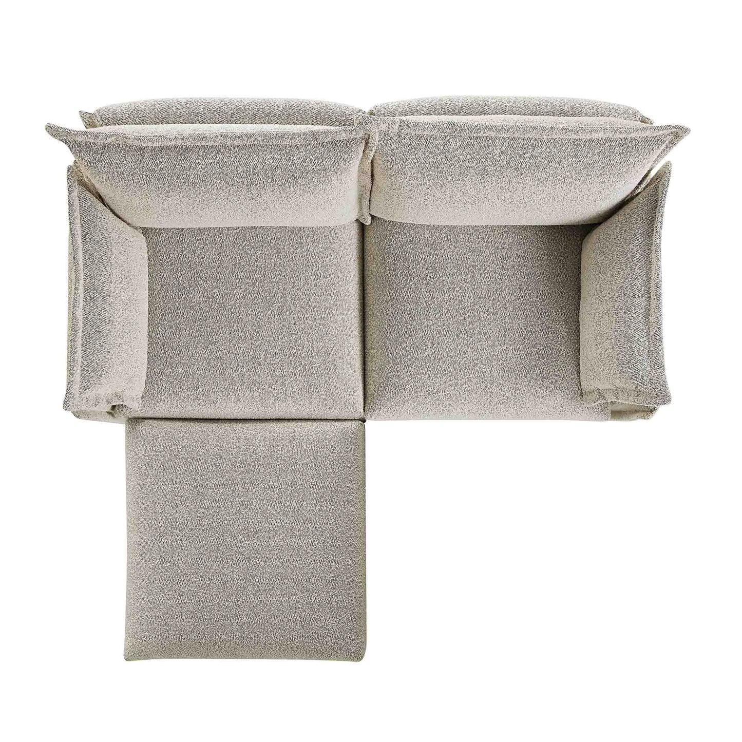 Canapé modulaire Byron Pillow Edge Mist Grey Boucle, méridienne 2 places