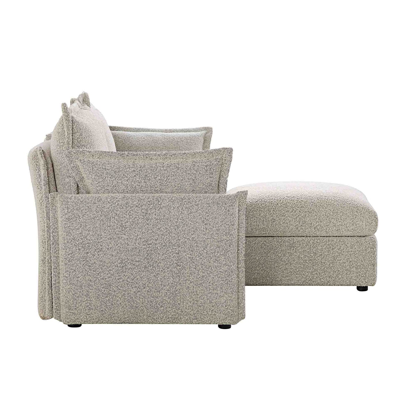 Canapé modulaire Byron Pillow Edge Mist Grey Boucle, méridienne 2 places