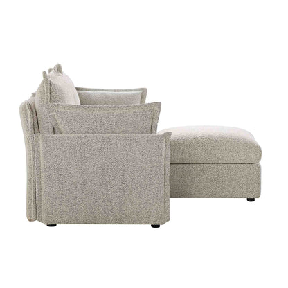 Canapé modulaire Byron Pillow Edge Mist Grey Boucle, méridienne 2 places