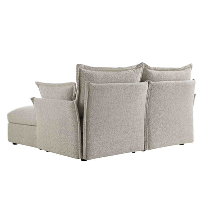 Canapé modulaire Byron Pillow Edge Mist Grey Boucle, méridienne 2 places