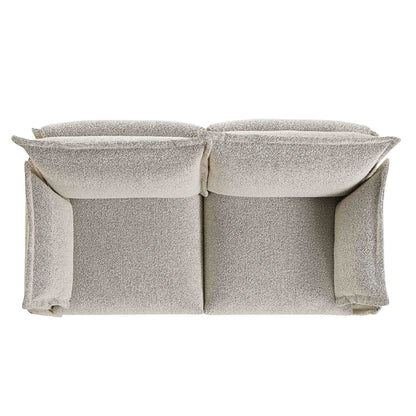 Canapé modulable Byron Pillow Edge Mist Grey Boucle, 2 places