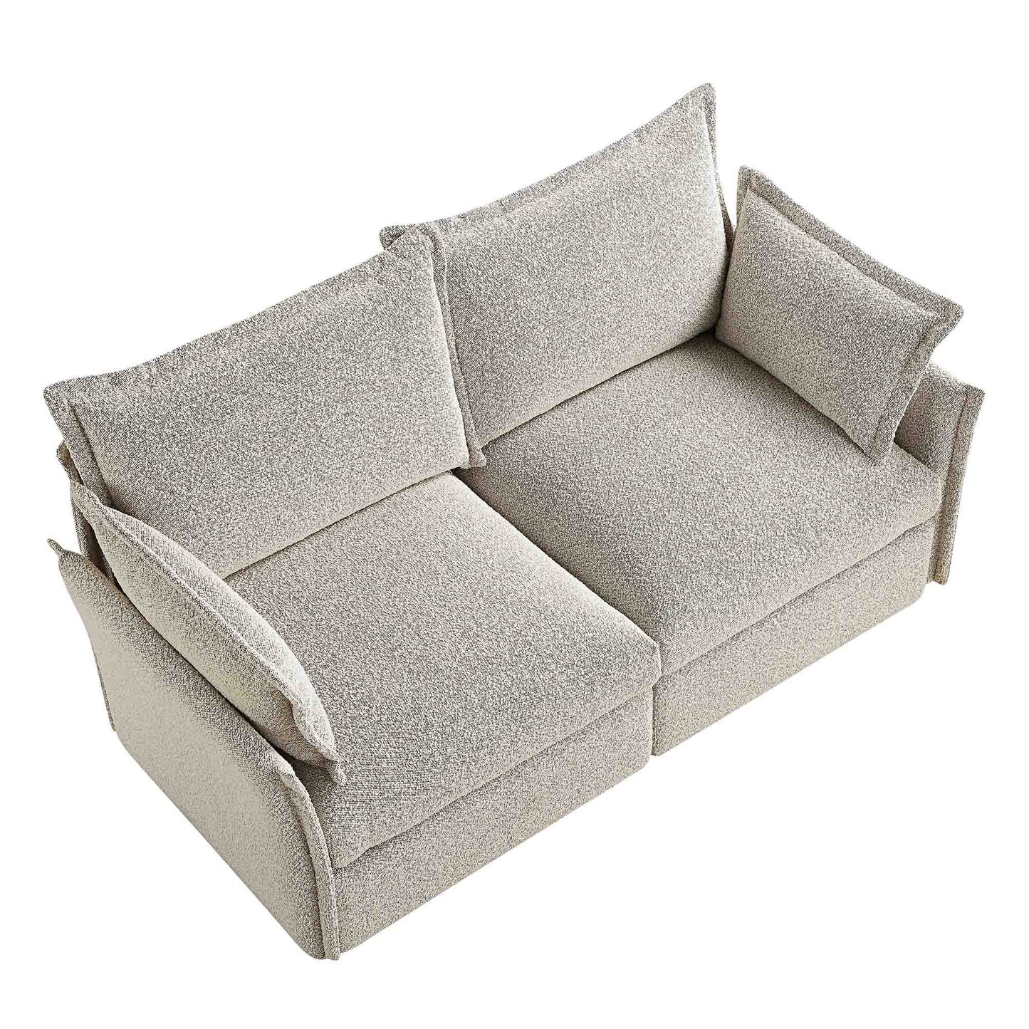 Canapé modulable Byron Pillow Edge Mist Grey Boucle, 2 places