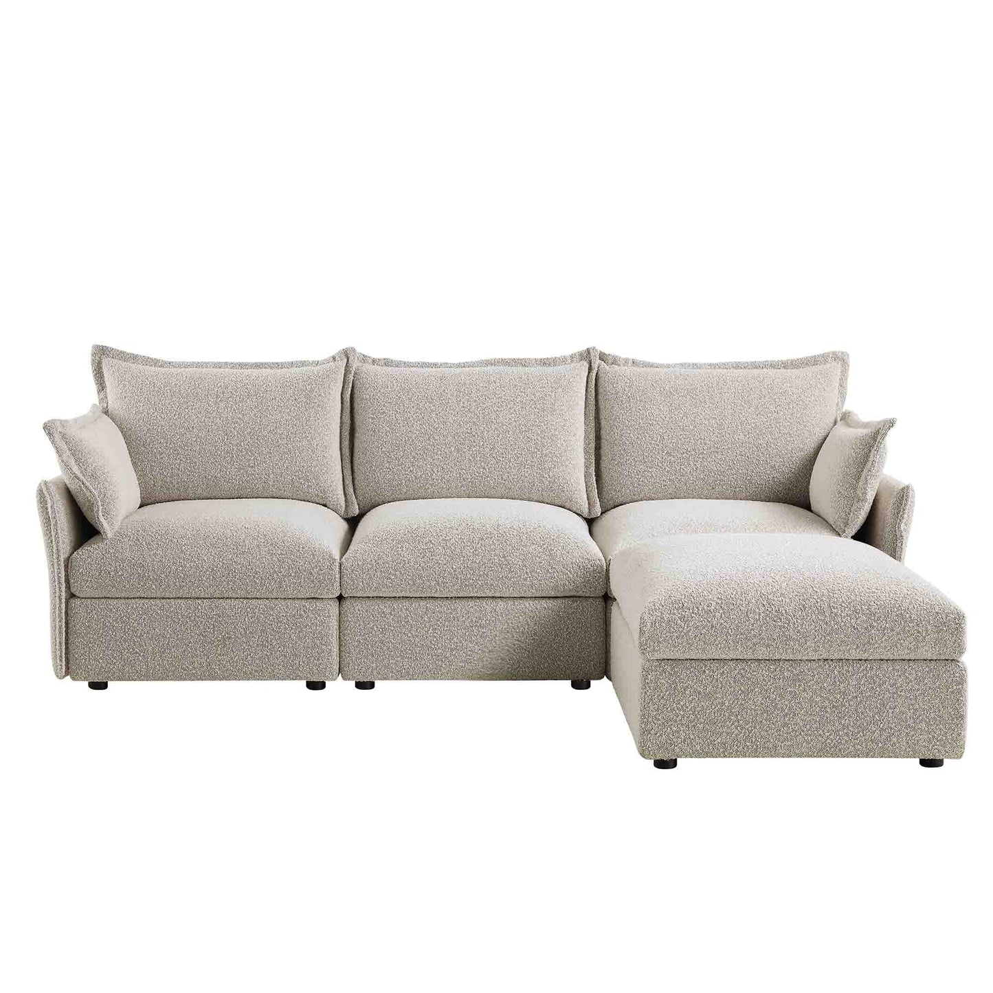 Canapé modulaire Byron Pillow Edge Mist Grey Boucle, méridienne 3 places