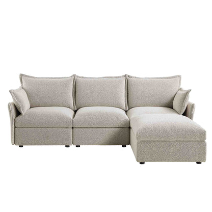 Canapé modulaire Byron Pillow Edge Mist Grey Boucle, méridienne 3 places
