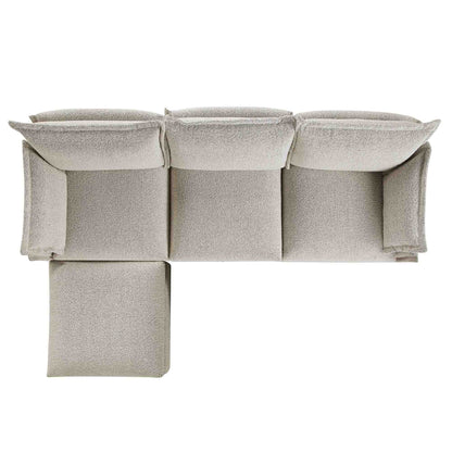 Canapé modulaire Byron Pillow Edge Mist Grey Boucle, méridienne 3 places