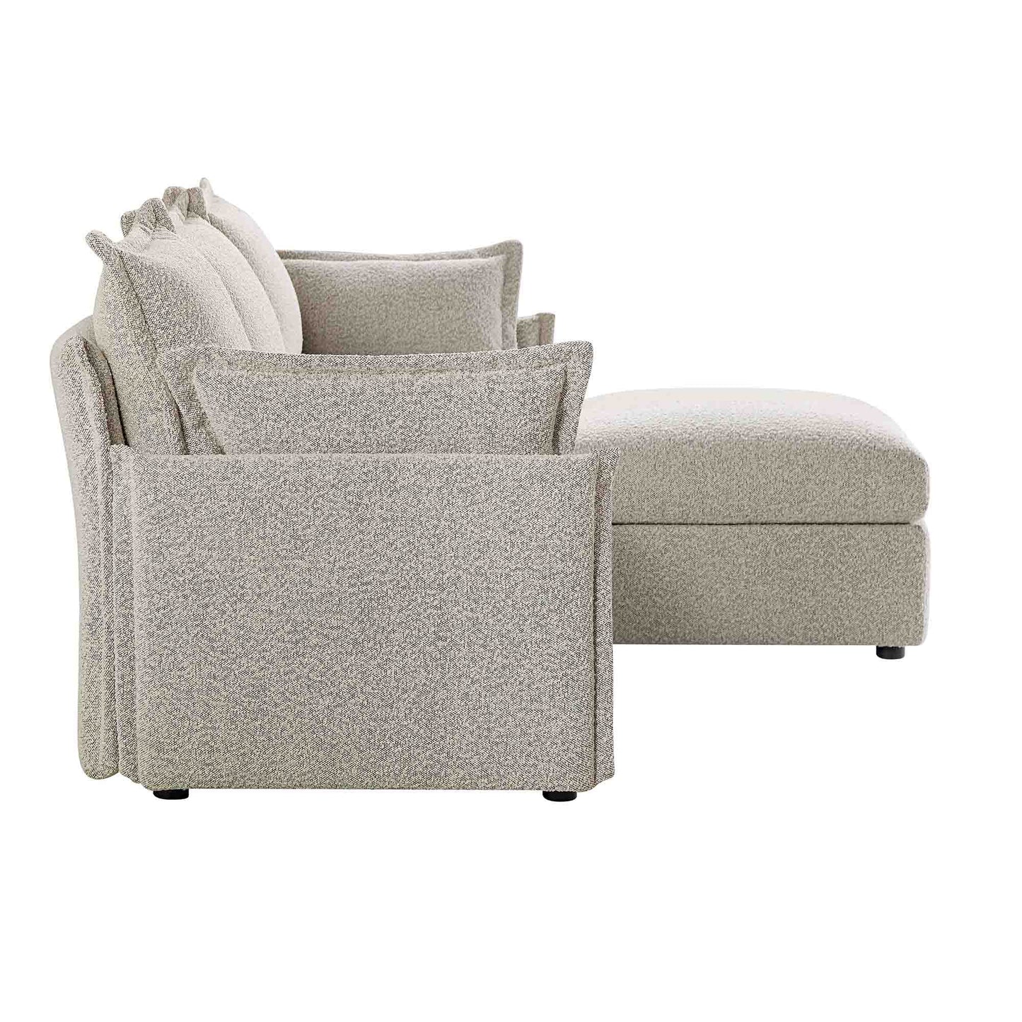 Canapé modulaire Byron Pillow Edge Mist Grey Boucle, méridienne 3 places