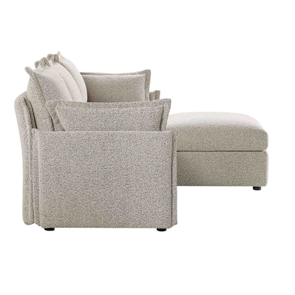 Canapé modulaire Byron Pillow Edge Mist Grey Boucle, méridienne 3 places