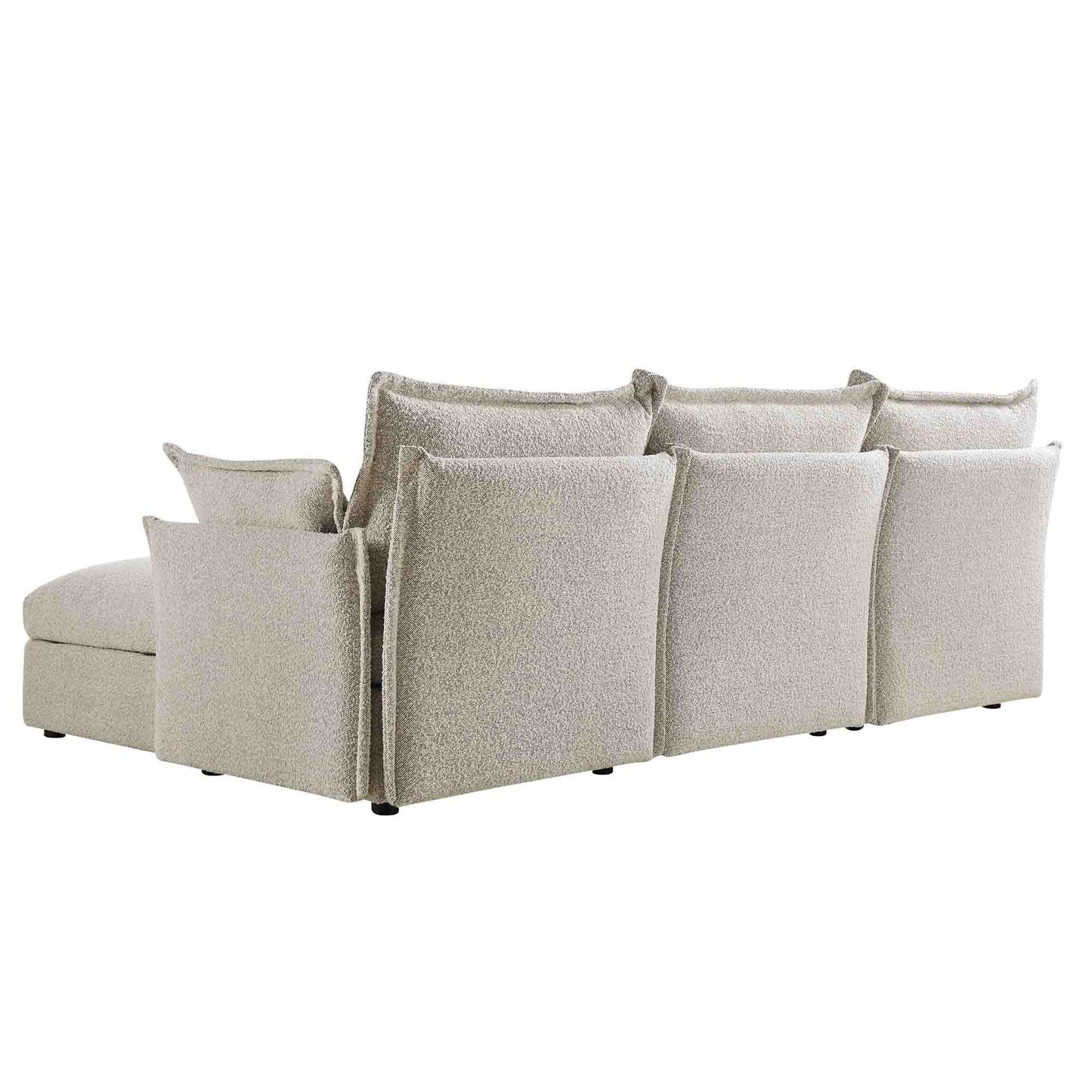 Canapé modulaire Byron Pillow Edge Mist Grey Boucle, méridienne 3 places