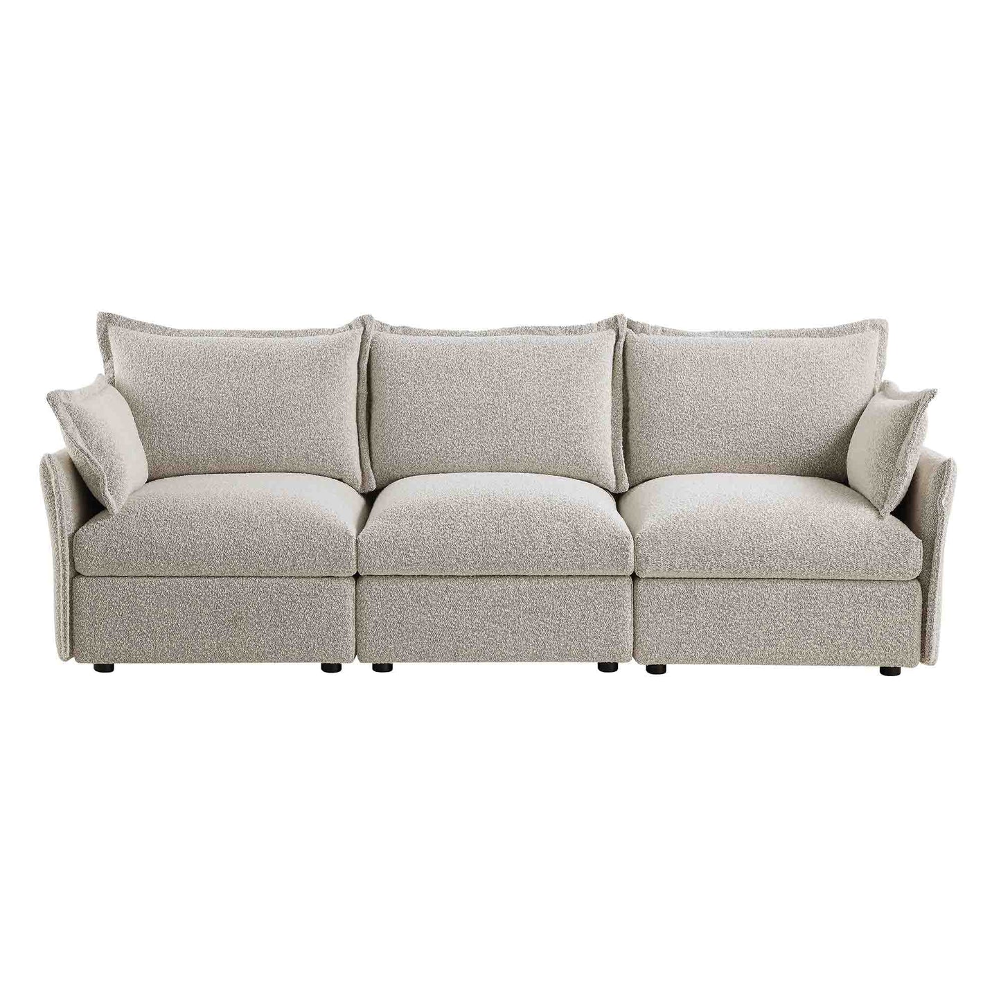 Canapé modulaire Byron Pillow Edge Mist Grey Boucle, 3 places