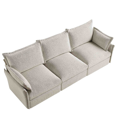 Canapé modulaire Byron Pillow Edge Mist Grey Boucle, 3 places
