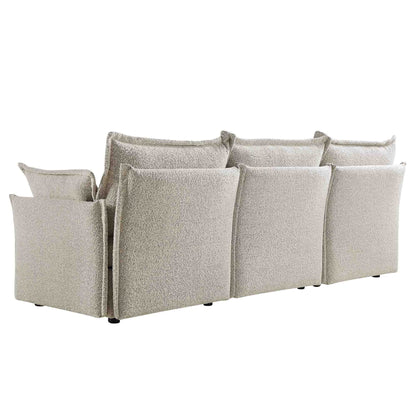 Canapé modulaire Byron Pillow Edge Mist Grey Boucle, 3 places