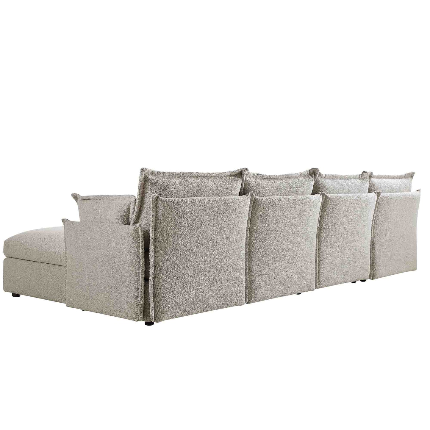 Canapé modulaire Byron Pillow Edge Mist Grey Boucle, méridienne 4 places